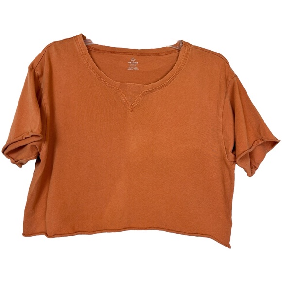 aerie Tops - Offline by Aerie AEO Rust Burnt Orange Raw Hem Crop Tee Top Shirt size Medium